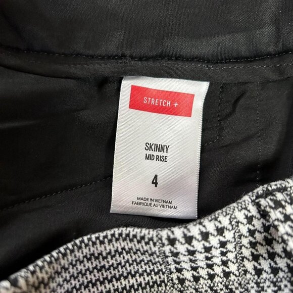 Express Women’s Skinny Stretch Houndstooth Plaid Tuxedo Stripe Trousers Size 4 - Picture 4 of 8
